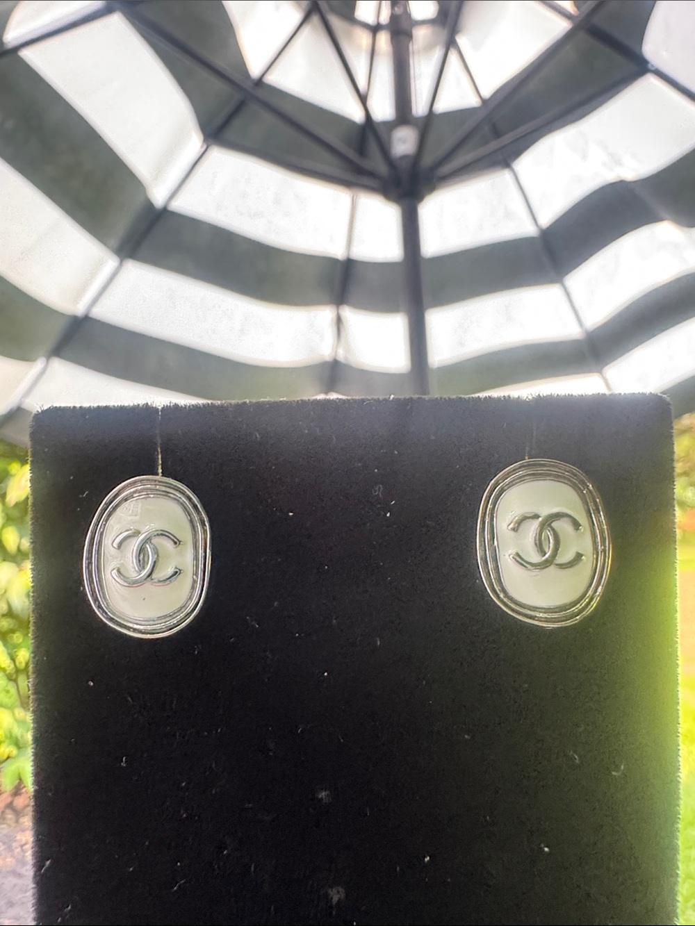 Earrings Oval Stud Earrings double CC stud